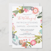 Hand geschilderde wilde bloemen weide krans bruilo kaart (Voorkant)