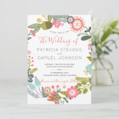 Hand geschilderde wilde bloemen weide krans bruilo kaart (Staand voorkant)