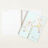 Hand geschilderde witte orchidee bloemen planner (Display)