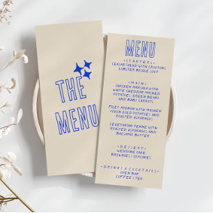 Hand geschreven Blauw Retro Vet Modern Leuk Bruilo Menu