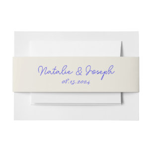 Hand geschreven blauw Retro Whimsical Trendy Bruil Uitnodigingen Wikkel