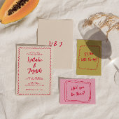 Hand-geschreven Blush Retro Vet Unieke Bruiloft RSVP Kaartje