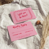 Hand-geschreven Blush Retro Vet Unieke Bruiloft RSVP Kaartje