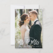 Hand geschreven borstel script bruiloft aankondigi bedankkaart (Voorkant)