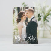 Hand geschreven borstel script bruiloft aankondigi bedankkaart (Staand voorkant)