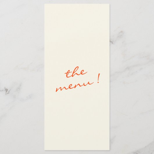 Hand geschreven getekend geschilderd eigenzinnige menu (Achterkant)