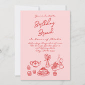 Hand geschreven getekend roze eigenzinnige leuke v kaart (Voorkant)