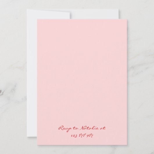 Hand geschreven getekend roze eigenzinnige leuke v kaart (Achterkant)