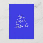 Hand geschreven getekende blauwe retro bruiloft de informatiekaartje (Achterkant)