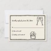 Hand geschreven getekende  eigenzinnige bruiloft RSVP kaartje (Voorkant)