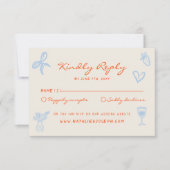 Hand geschreven getekende geschilderde grillige le RSVP kaartje (Voorkant)