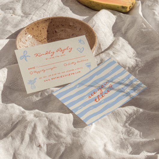 Hand geschreven getekende geschilderde grillige le RSVP kaartje