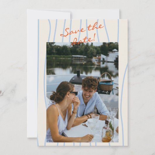 Hand geschreven getekende geschilderde retro grill save the date (Voorkant)