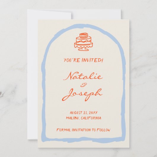 Hand geschreven getekende geschilderde retro grill save the date (Achterkant)