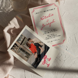 Hand geschreven getekende grillige retro foto brui kaart