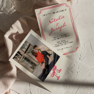 Hand geschreven getekende grillige retro foto brui kaart