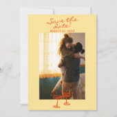 Hand geschreven getekende kleurrijke retro foto br save the date (Voorkant)