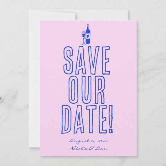 Hand geschreven getekende kleurrijke retro unieke  save the date (Voorkant)