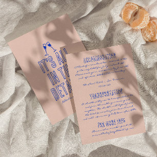 Hand geschreven getekende  retro bruiloft details informatiekaartje