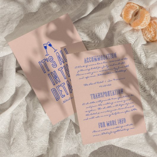 Hand geschreven getekende  retro bruiloft details informatiekaartje