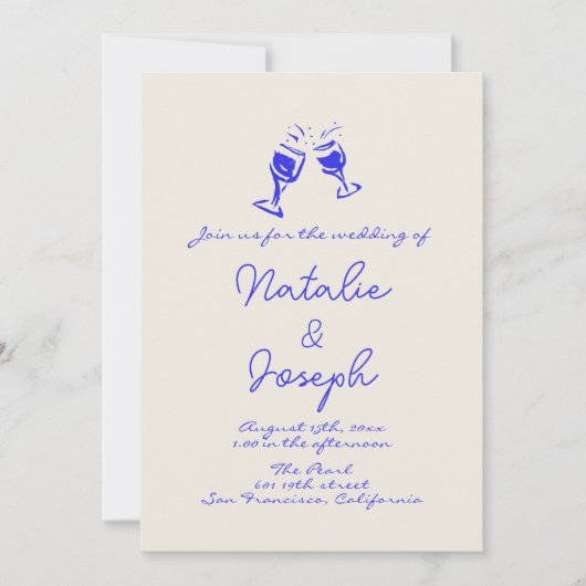 Hand geschreven getrokken retro alles in één bruil kaart (Voorkant)