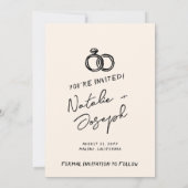 Hand geschreven getrokken retro Cupido eigenzinnig Save The Date (Achterkant)