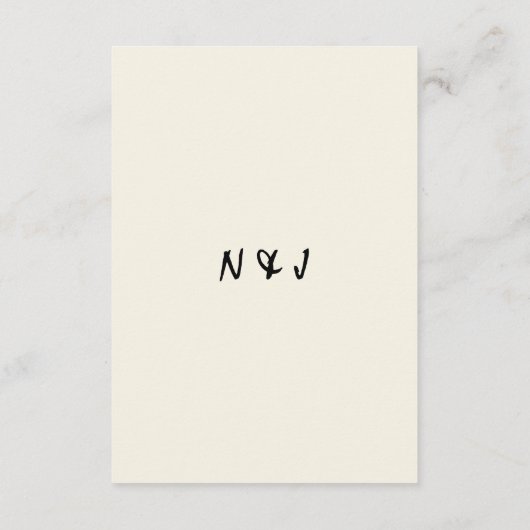 Hand geschreven getrokken retro eigenzinnige bruil informatiekaartje (Achterkant)