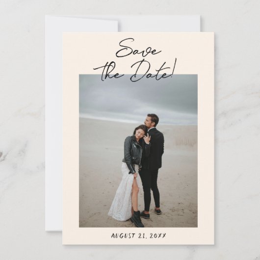 Hand geschreven getrokken retro eigenzinnige foto save the date (Voorkant)