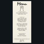 Hand geschreven getrokken retro eigenzinnige uniek menu<br><div class="desc">Een kleurrijke retro funky moderne levendige rode bruiloft diner menu. Dit is een chique sjabloon ontwerp van boho  melkachtige beige achtergrond en zwarte typografie en handgeschreven menu in zwart. En handgetekende champagneglazen. Met crème achtergrond met monogram achterin. Perfect en passend bij de hele suite.</div>