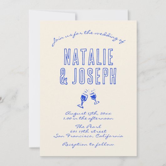 Hand geschreven getrokken retro  foto bruiloft kaart (Voorkant)