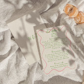 Hand geschreven getrokken retro funky bruiloft det informatiekaartje