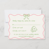 Hand geschreven getrokken retro funky moderne brui RSVP kaartje (Voorkant)