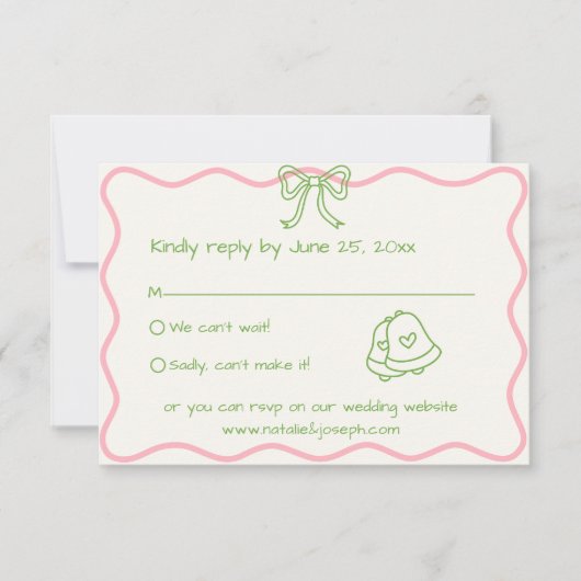 Hand geschreven getrokken retro funky moderne brui RSVP kaartje (Voorkant)