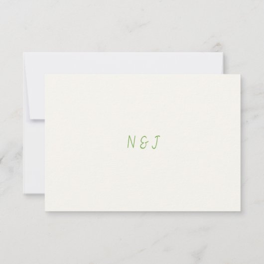 Hand geschreven getrokken retro funky moderne brui RSVP kaartje (Achterkant)