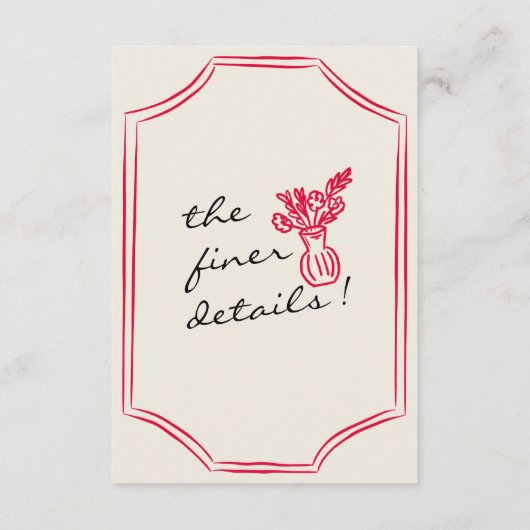 Hand geschreven getrokken retro grillige bruiloft informatiekaartje (Achterkant)