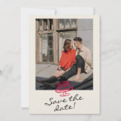Hand geschreven getrokken retro grillige foto brui save the date (Voorkant)