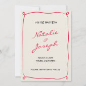 Hand geschreven getrokken retro grillige leuke bru save the date (Achterkant)