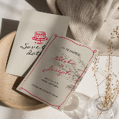 Hand geschreven getrokken retro grillige leuke bru save the date