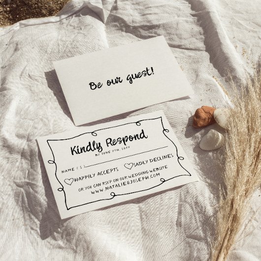 Hand geschreven getrokken Retro Lijst Modern Bruil RSVP Kaartje