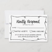 Hand geschreven getrokken Retro Lijst Modern Bruil RSVP Kaartje (Voorkant)