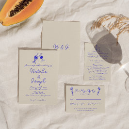 Hand geschreven getrokken retro plezier unieke bru kaart