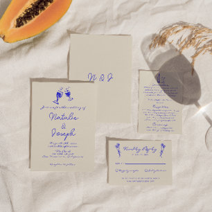 Hand geschreven getrokken retro plezier unieke bru kaart