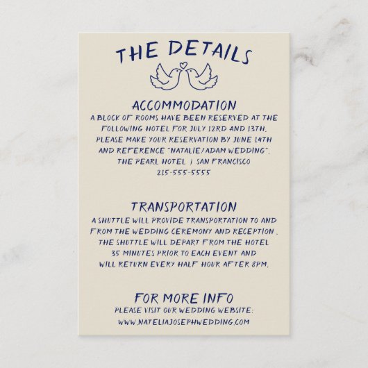 Hand geschreven getrokken retro unieke bruiloft de informatiekaartje (Voorkant)