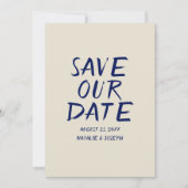 Hand geschreven getrokken Retro Unieke Leuk Modern Save The Date (Voorkant)