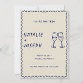Hand geschreven getrokken Retro Unieke Leuk Modern Save The Date (Achterkant)