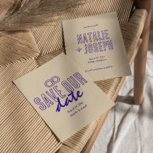 Hand geschreven getrokken retro unieke moderne bru save the date