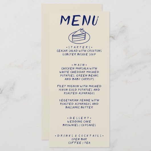 Hand geschreven getrokken retro vet moderne boho b menu (Voorkant / Achterkant)