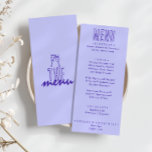 Hand geschreven getrokken retro vet moderne bruilo menu<br><div class="desc">Een kleurrijke retro funky moderne Periwinkle bruiloft diner menu. Die chique sjabloon ontwerp van boho  maagdenpalmachtergrond en blauwe typografie en handgeschreven menu in het blauw. En heldere groene achtergrond. Perfect en passend bij de hele suite.</div>