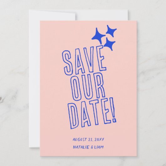 Hand geschreven Kleurrijke Retro Bold Moderne Brui Save The Date (Voorkant)