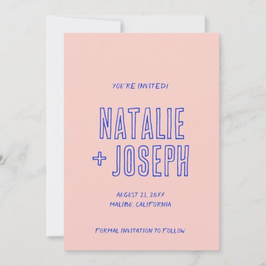 Hand geschreven Kleurrijke Retro Bold Moderne Brui Save The Date (Achterkant)